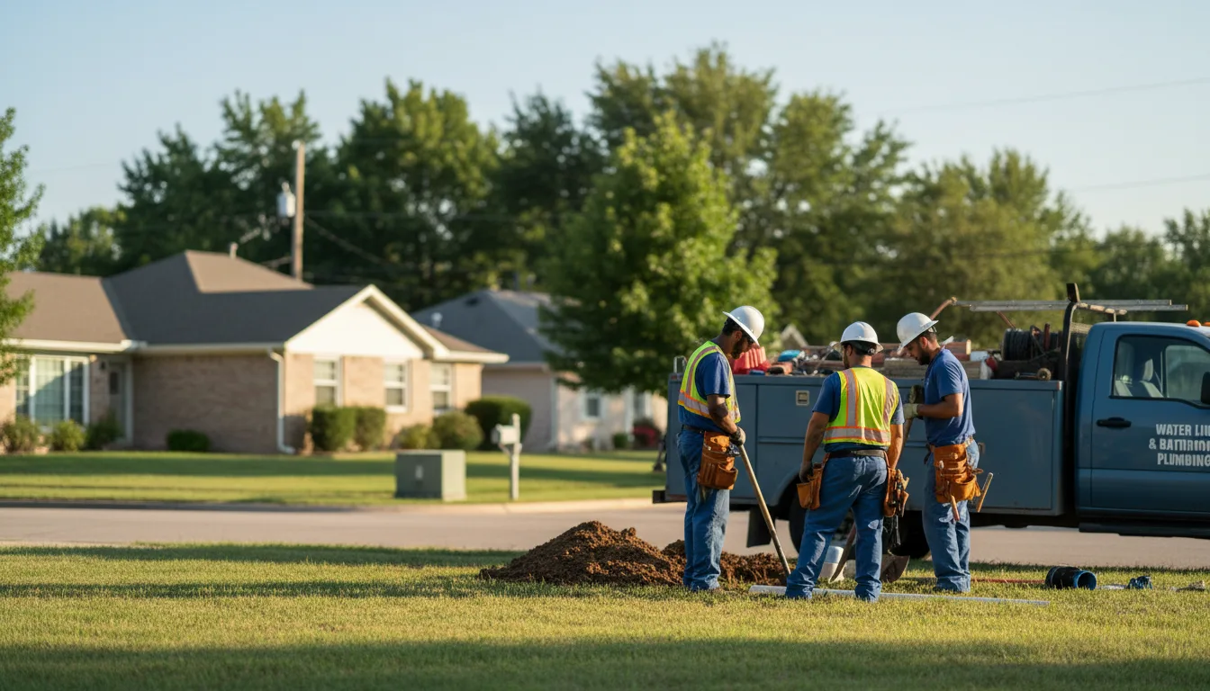 Residential water line and bathroom plumbing service in Enid, OK